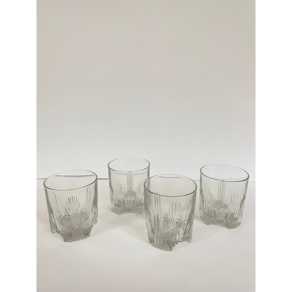 Vintage‎ Textured Glass Lowball Glasses | Set of 4 Retro Whiskey Rocks Tumblers